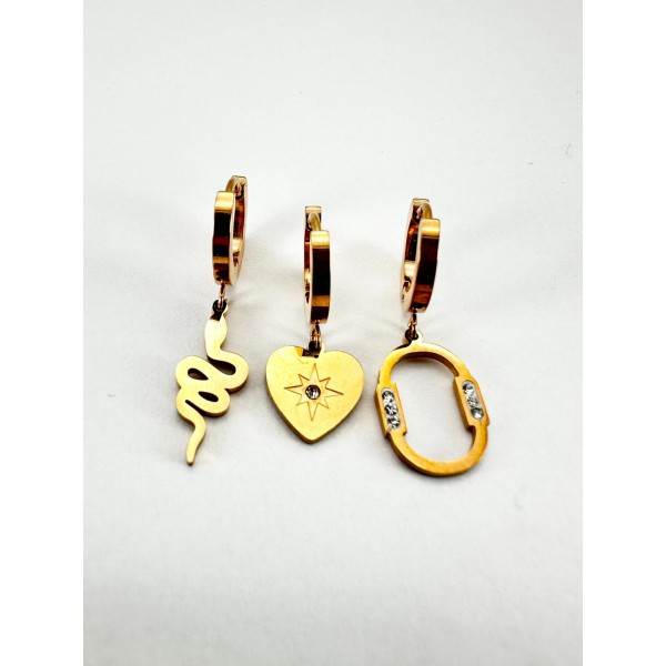 Rose Figürlü Üçlü Küpe